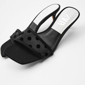 ZARA BNWT Polka Dot Mesh Heeled Sandals